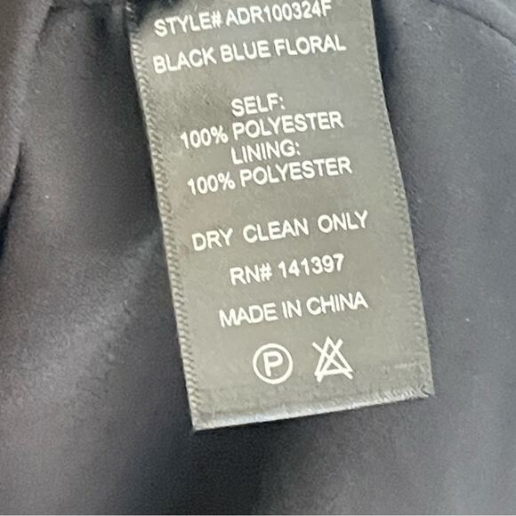 Floret Studios Juliet Floral Long Sleeve Tiered Black Blue Midi Dress Size S - Picture 6 of 6